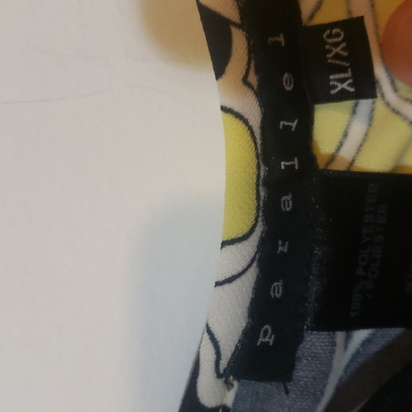 Parallel Yellow and Black Floral Midi Dress XL - Picture 2 of 2